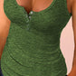 U Neck Snap Button Ribbed Tank Top