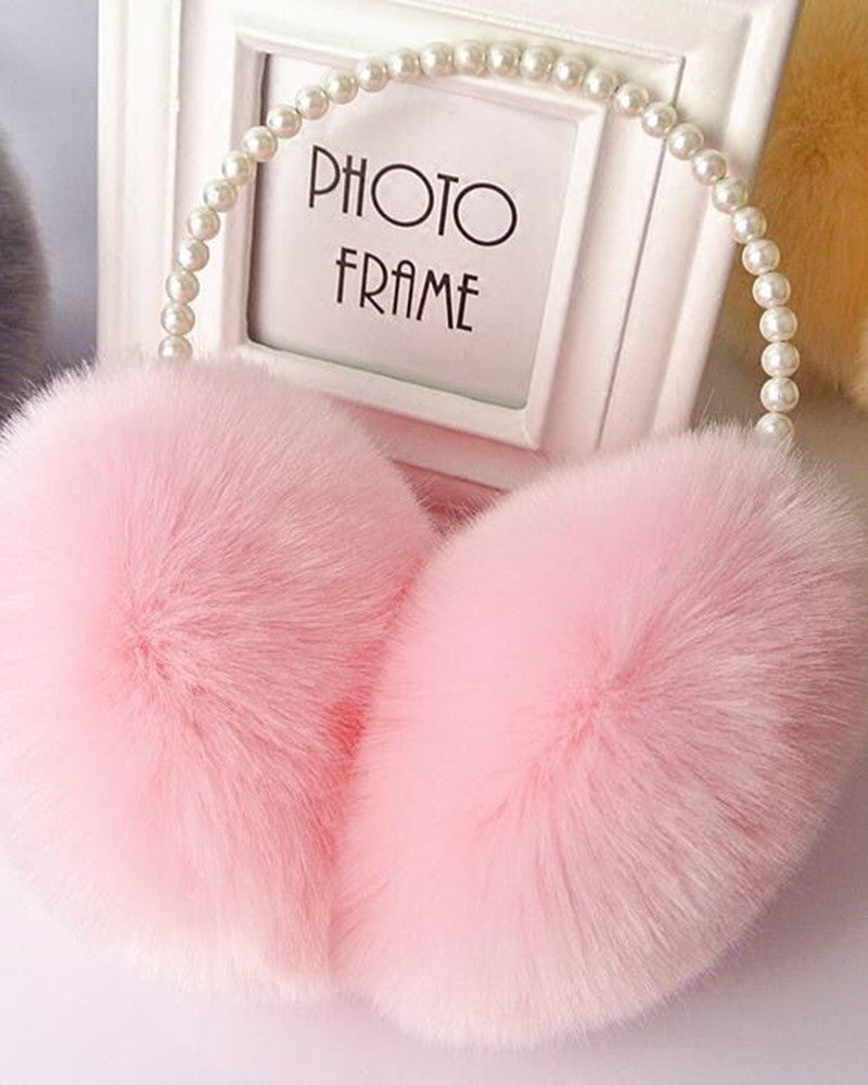 1PCS Faux Fur Beaded Winter Earmuffs Ear Warmers
