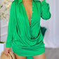 Long Sleeve Button Front Draped Shirt Dress