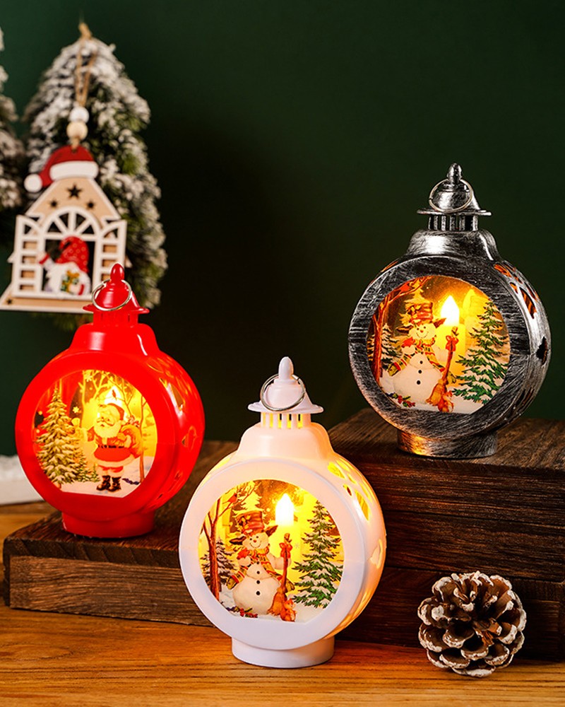1pc Christmas Flameless Candle Battery Operated Lamp LED Lighted Candle Lantern Christmas Party Ornament Home Decoration