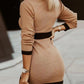 Contrast Paneled Long Sleeve Work Dress