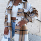 Plaid Print Pocket Button Design Long Sleeve Shacket