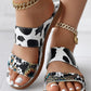 Sunflower Cow Leopard Print Double Strap Slippers Summer Sandals