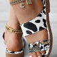 Sunflower Cow Leopard Print Double Strap Slippers Summer Sandals