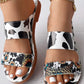 Sunflower Cow Leopard Print Double Strap Slippers Summer Sandals