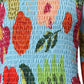 Tropical Print Puff Sleeve Shirred Dress
