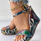 Snakeskin Ankle Strap Wedge Sandals