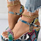 Snakeskin Ankle Strap Wedge Sandals