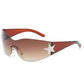 1Pair Trendy Shield Wrap Around Sunglasses Fashion Rimless Eyewear