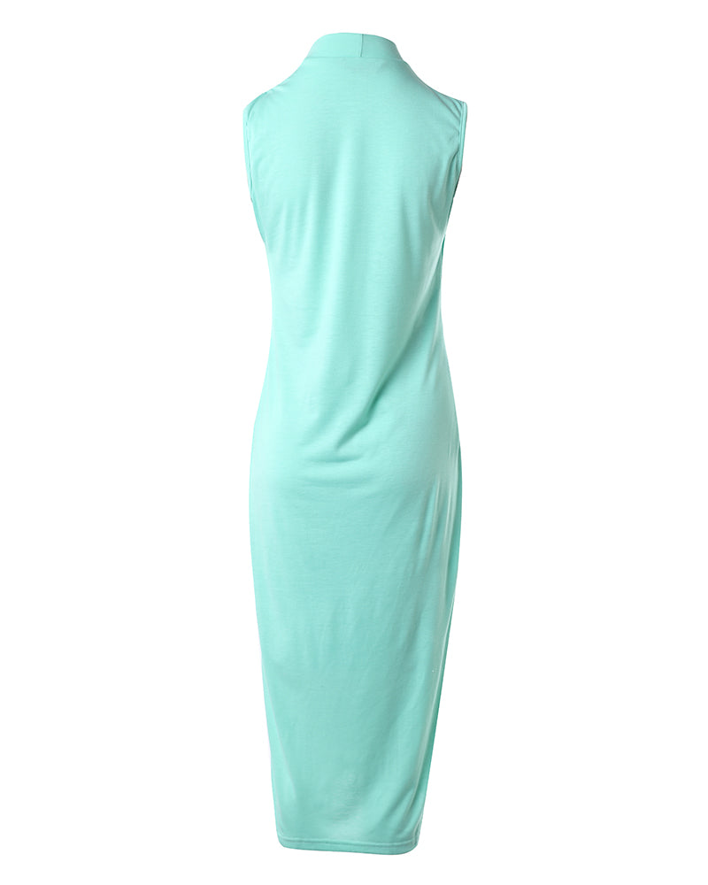 Slit Asymmetrical Sleeveless Casual Dress