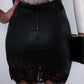 Contrast Lace PU Leather Mini Skirt