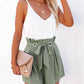 Ruched High Waist Eyelet Tied Detail Shorts