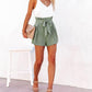 Ruched High Waist Eyelet Tied Detail Shorts