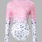 Valentine's Day Leopard Print Long Sleeve Skinny Bodysuit