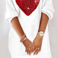 Colorblock Heart Pattern Contrast Sequin Casual Dress