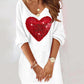 Colorblock Heart Pattern Contrast Sequin Casual Dress