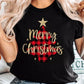 Christmas Plaid Tree Letter Print Casual T shirt