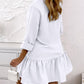 Long Sleeve Buttoned Ruffle Hem Shirt Dress