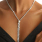 Rhinestone Tassel Design Pearl Pendant Necklace