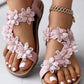 Floral Pattern Toe Ring Slingback Beach Sandals