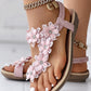 Floral Pattern Toe Ring Slingback Beach Sandals