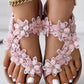 Floral Pattern Toe Ring Slingback Beach Sandals