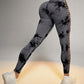 Tie Dye Print Ladder Cutout Sports Yoga Leggings