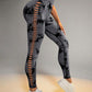 Tie Dye Print Ladder Cutout Sports Yoga Leggings