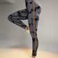 Tie Dye Print Ladder Cutout Sports Yoga Leggings
