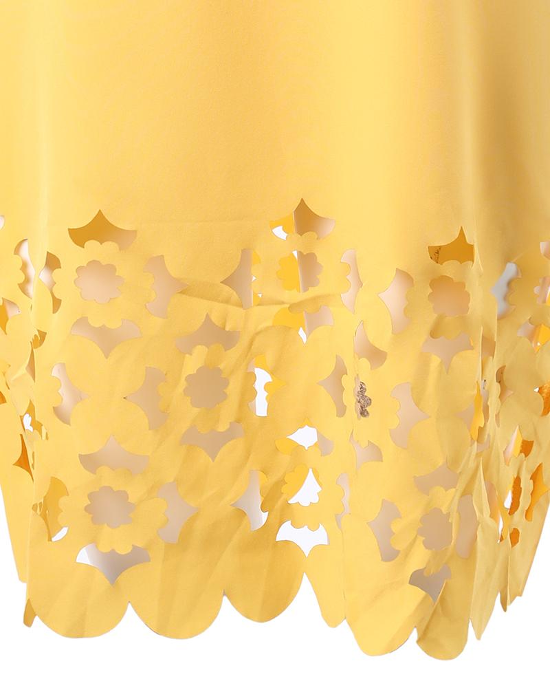 Hollow Out Round Neck Casual Dress