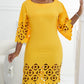 Hollow Out Round Neck Casual Dress
