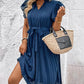 Flutter Sleeve Tied Detail Pleated Casual Dress