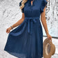 Flutter Sleeve Tied Detail Pleated Casual Dress