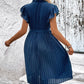 Flutter Sleeve Tied Detail Pleated Casual Dress