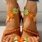 Flower Embellished Toe Ring Flat Sandals