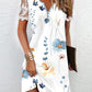 Floral Print Lace Patch Casual Dress