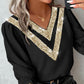 Contrast Sequin Buttoned V Neck Top
