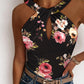 Floral Print Keyhole Neck Tank Top