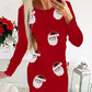 Christmas Santa Claus Pattern Contrast Sequin Bodycon Dress