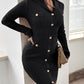Button Decor Knit Sweater Dress
