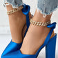 Bowknot Design Slingback Chunky Heel Pumps