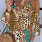 Leopard Baroque Print Cold Shoulder Casual Dress