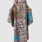 Leopard Baroque Print Cold Shoulder Casual Dress
