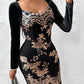 Floral Sequin Velvet Party Dress