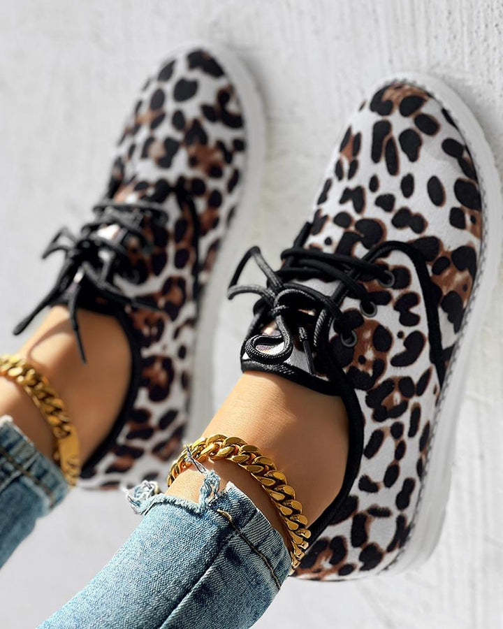Christmas Leopard Lace up Sneakers