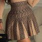 Geometric Print Long Sleeve Work Dress