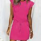 Flutter Sleeve Pocket Design Drawstring Casual Dress