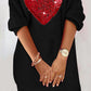 Colorblock Heart Pattern Contrast Sequin Casual Dress