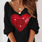 Colorblock Heart Pattern Contrast Sequin Casual Dress