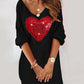 Colorblock Heart Pattern Contrast Sequin Casual Dress